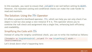 Efficiently Assigning Values to Variables in C# : Checking for Nulls with ??=