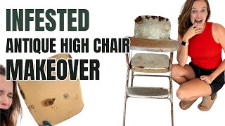 Antique High Chair Gets Refinished: DIY Furniture Flip Makeover!