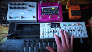 Noisy ambient improvisation with asynchronous loops using: OP-1, Poly Beebo, Microcosm and Boss DS1