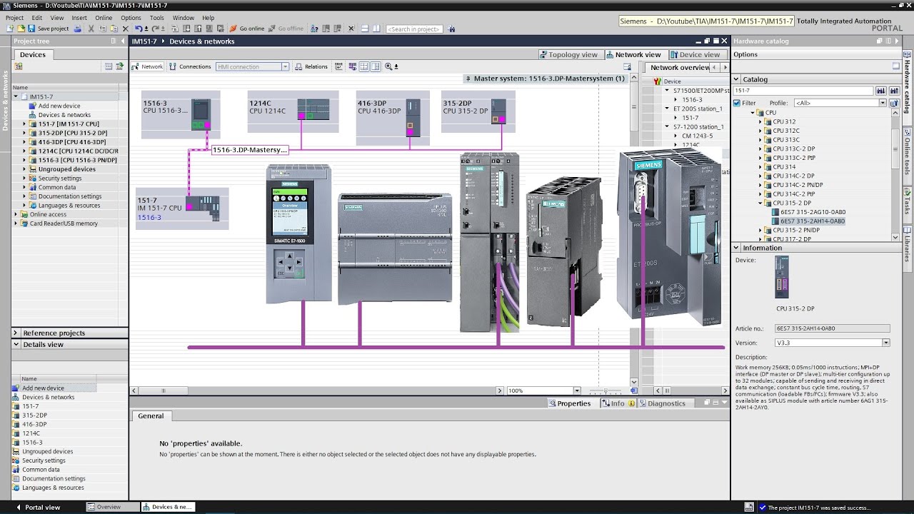 Портал TIA: ЦП IM151-7 в качестве ведомого устройства для 1500/1200/400/300
