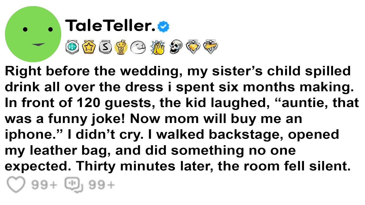 Right before the wedding, my sister’s child spilled drink all over the dress i spent six months...