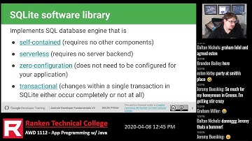 SQLite Primer - Android Lesson 10.0 - AWD 1112 Spring 2020