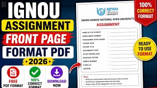 Latest IGNOU Assignment Front Page 2026#ignou #assignment #assignmentformat