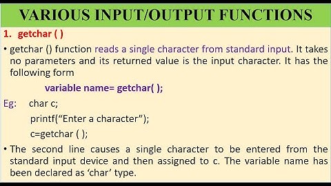 TOPIC 14 - INPUT OUTPUT FUNCTIONS IN C
