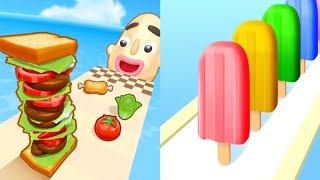 Sandwich Runner VS Popsicle Stack MAX LEVELS UNLOCKED SPEEDRUN Gameplay