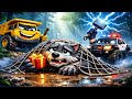 Gift Thief Caught 🎁🚓🦊 Wolf Truck Trapped as Crane & Police Finish the Mission 🎄| Vehicles Animation