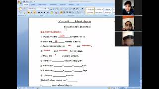 Class-3 Maths  Topic- Calendar ( Revision Sheet )( 09-02-22 )