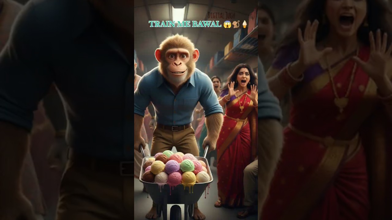 Train Me Monkey Ka Bawal 😱🍦 Funny Monkey Video