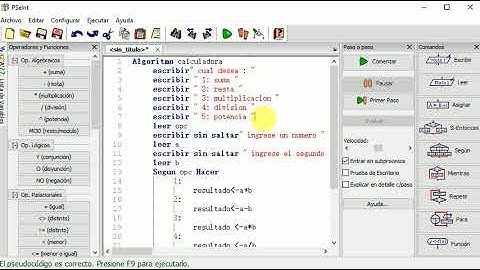 algoritmo pseint calculadora