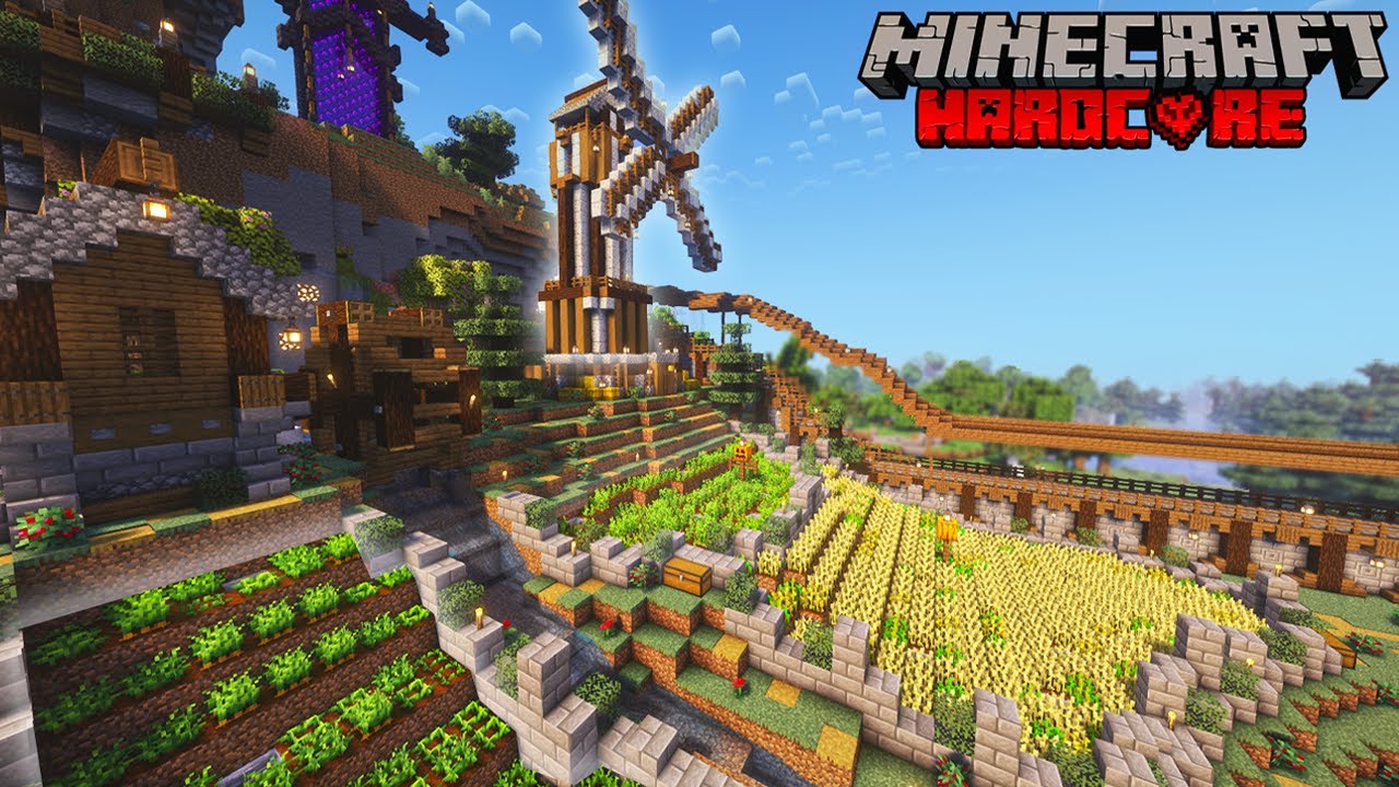 J'ai Construit Un Grand MOULIN Avec Des Champs En HARDCORE !! Minecraft ...