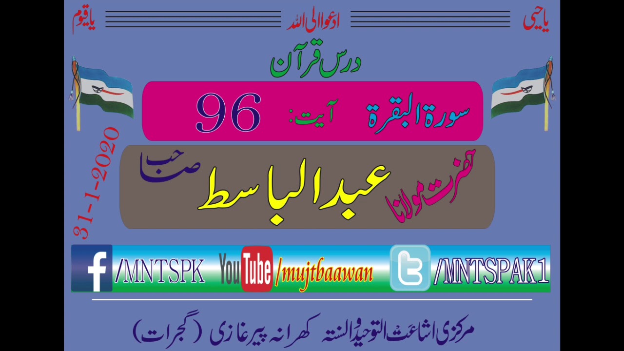 Molana Abdul Basit sb (Surat Al Baqra) Ayat#96 31-1-2020 ...