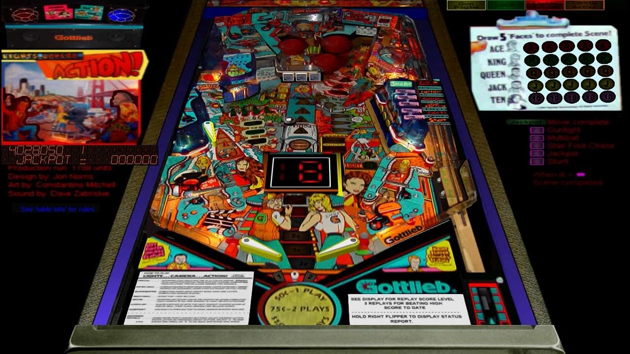 Visual Pinball 9 Lights, Camera, Action (Gottlieb 1989) Part 1 YouTube