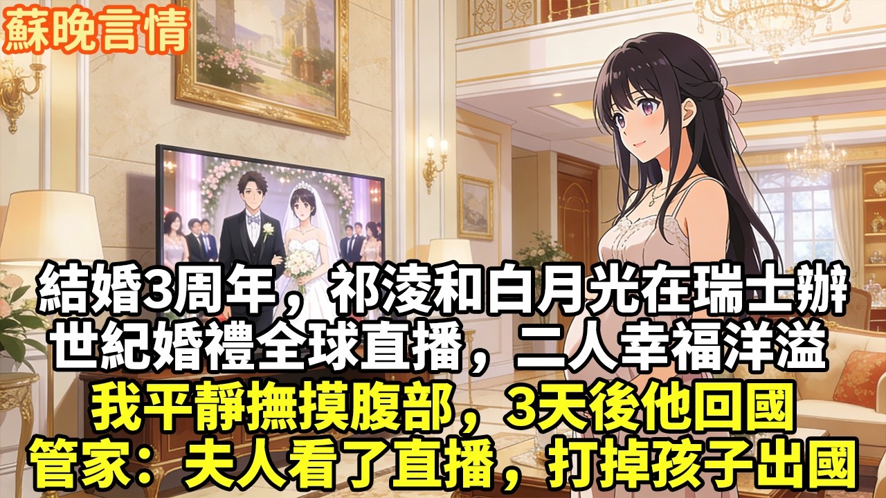 結婚3周年，祁淩和白月光在瑞士辦世紀婚禮全球直播，二人幸福洋溢我平靜撫摸腹部，3天後他回國管家：夫人看了直播，打掉孩子出國#為人處世#生活經驗#情感#故事#正能量