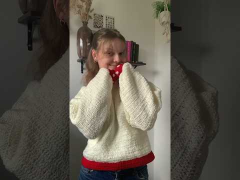 finishing my strawberry sweater🍓#shorts #shortsclip #crochet #crochetsweater #fyp #fy #cottagecore (video tutorial)