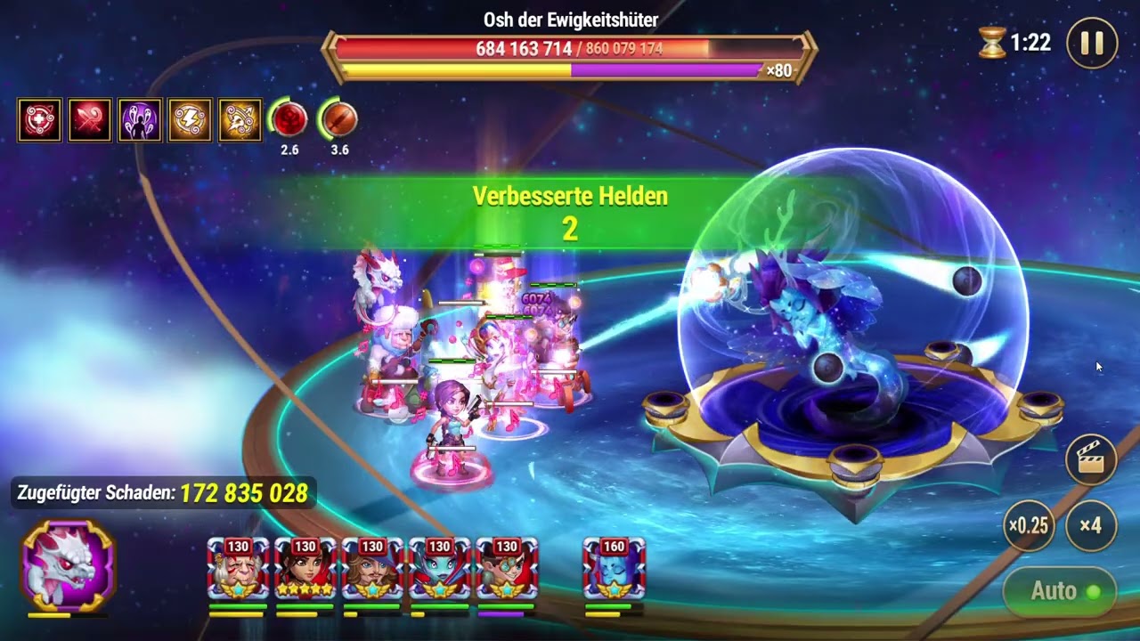 Hero Wars   Osh level 160 fight with Lara-Team 398 Mio. damage