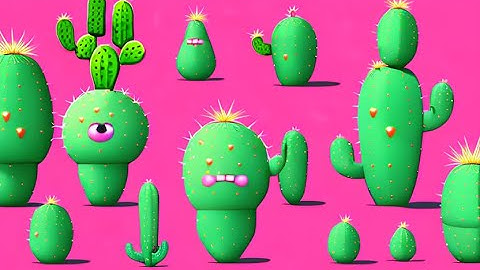 Stable Diffusion 2.1 Animation: Cute Cactus Clipart Vector Design  4 K  High Poly  Video Game