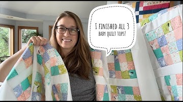 Finishing up the 16 patch baby quilt tops, VLOG