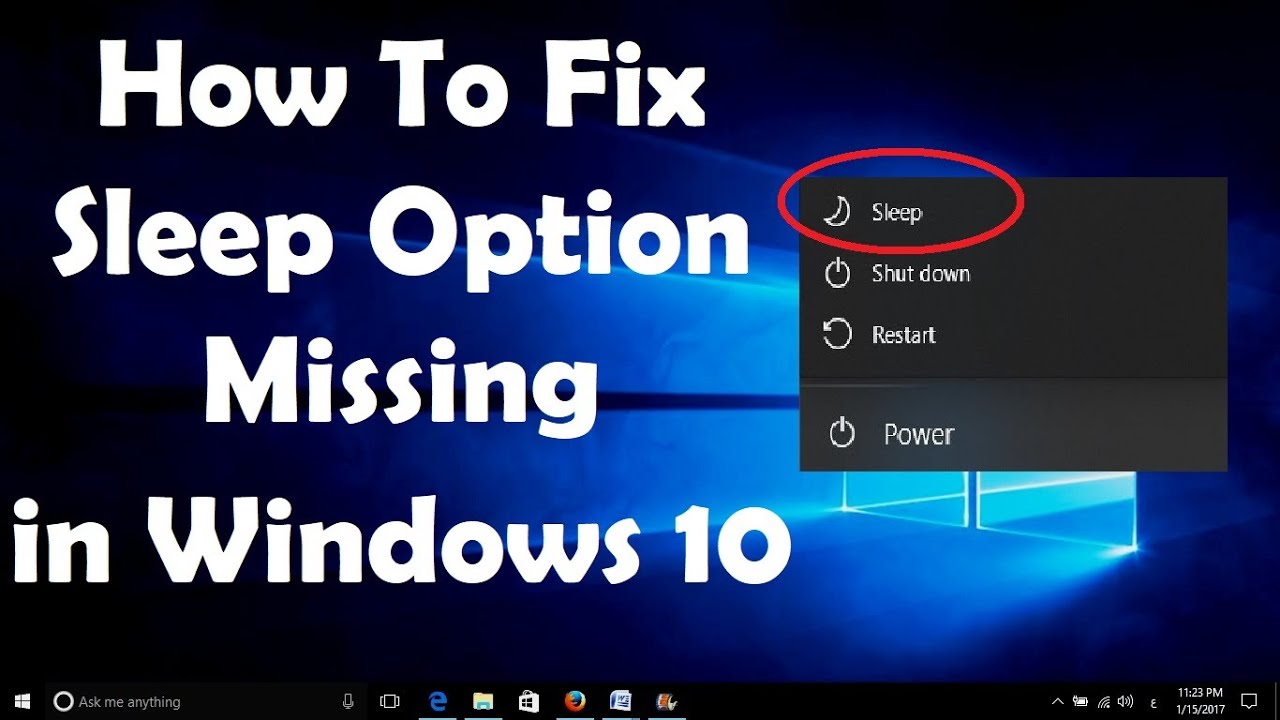 sleep button disappeared windows 10