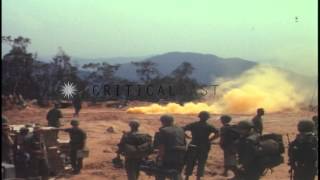 CH-47 and CH-54 helicopters bringing ammunition and artillery to US Fire Support ...HD Stock Footage