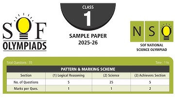 NSO Science Olympiad Class 1 Sample Paper 2025-26