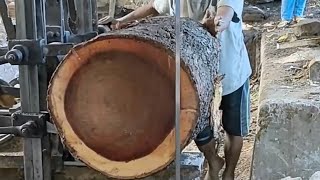 Extreme Wood Cutting — Revealing the Hidden Beauty Inside a Massive Log!