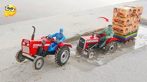 Diy Tractor Stuck In Mud With Parle G. Mini Science project | Tractor Trolley video | Jcb Video