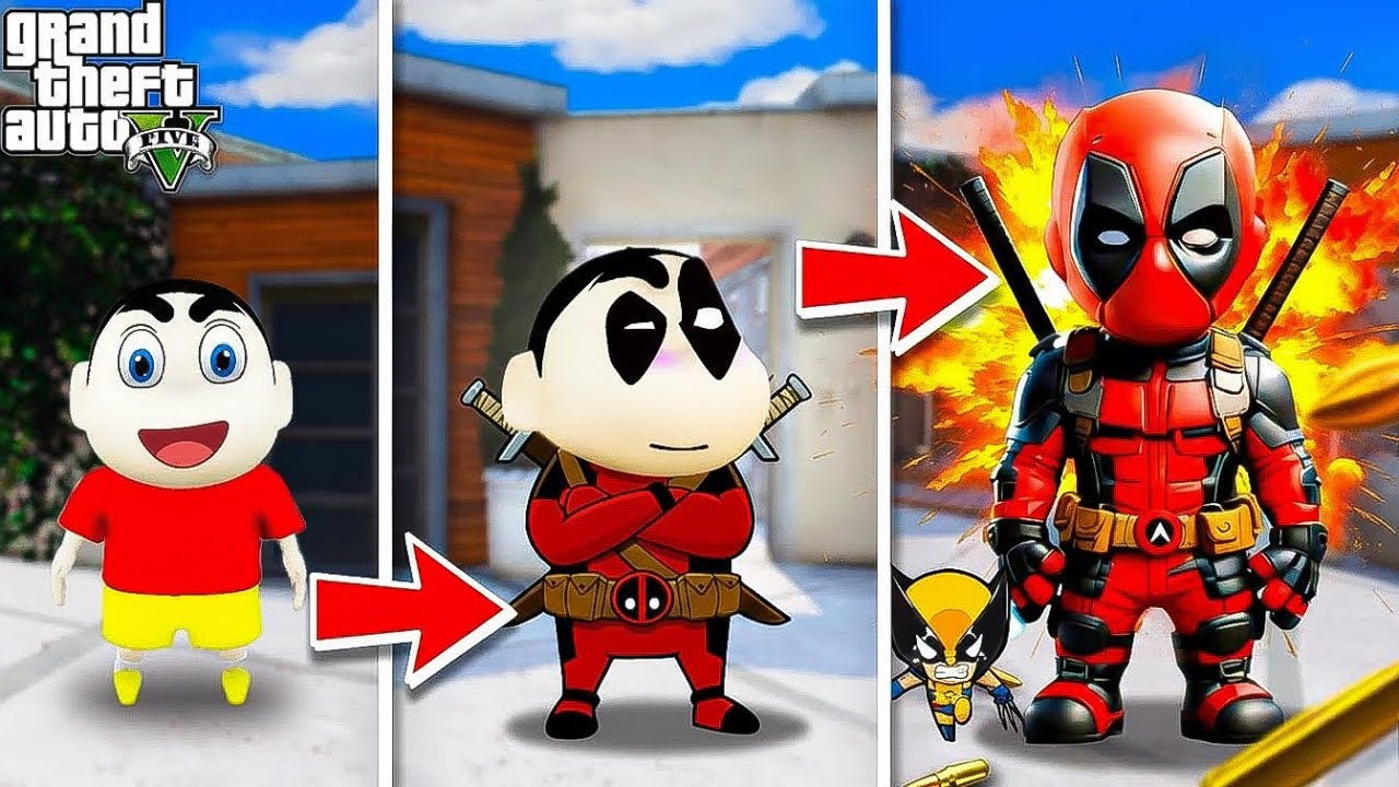 Shinchan Upgrading $1 Deadpool to $1,000,000,000 Deadpool in GTA 5 In Telugu