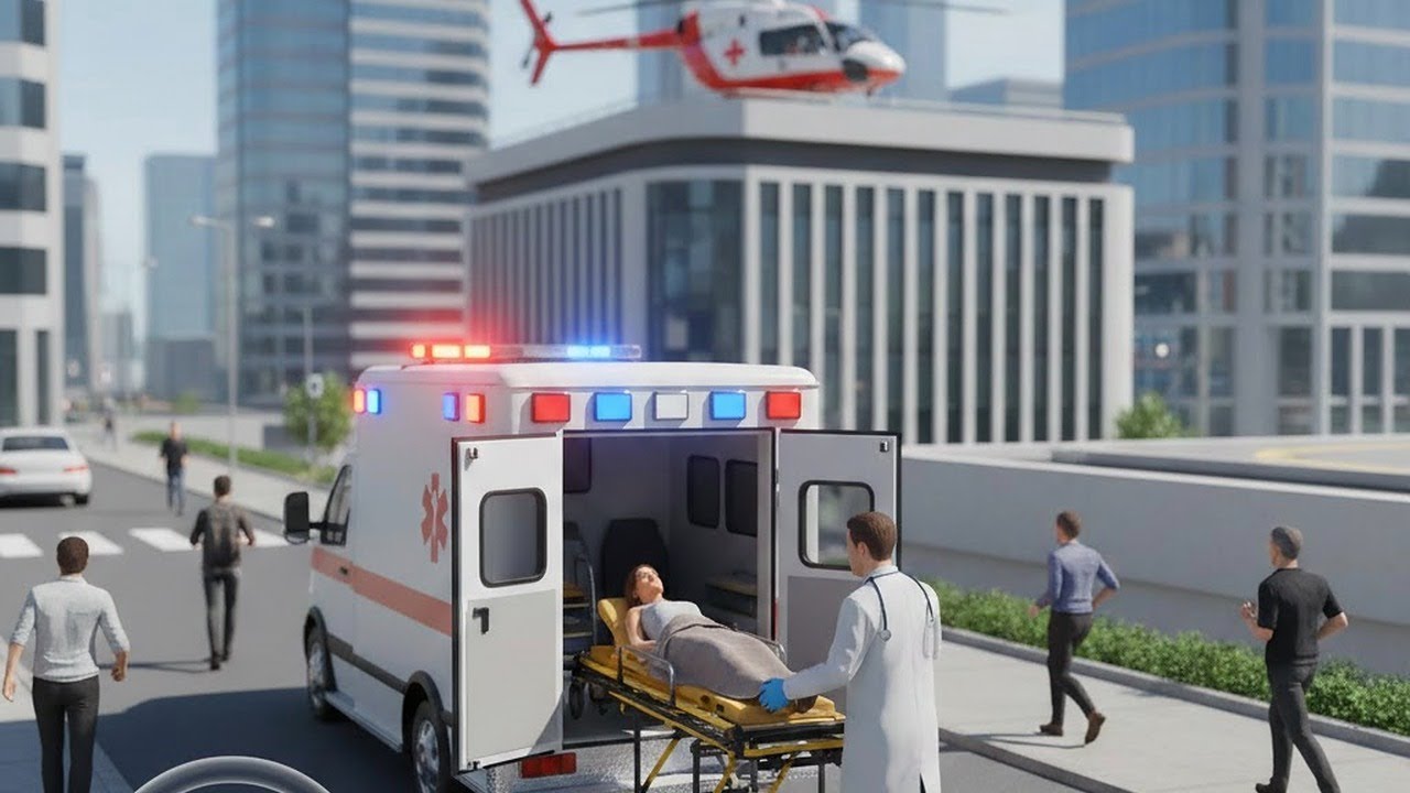 Emergency 911 Ambulance Driving 3D Simulator Real City Rescue Mission Part:1 gameplay