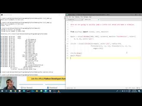 Creating Visual Stimuli in Python 2.0: Special Video Time - Displaying a stimulus