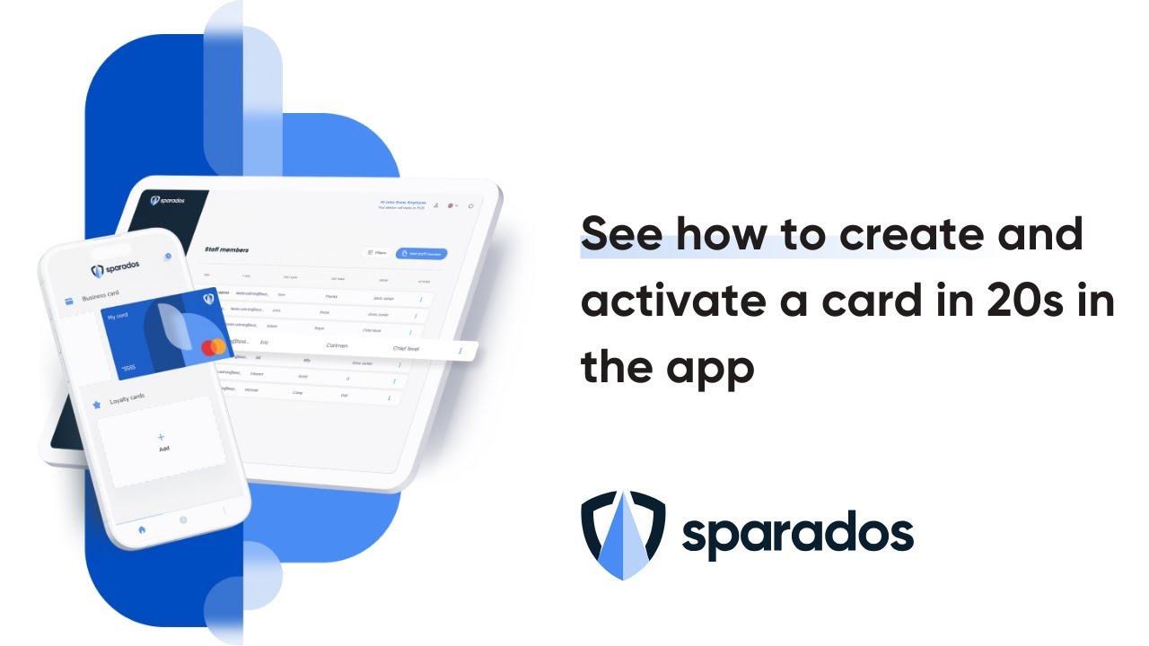 Quick card issuing in the Sparados app