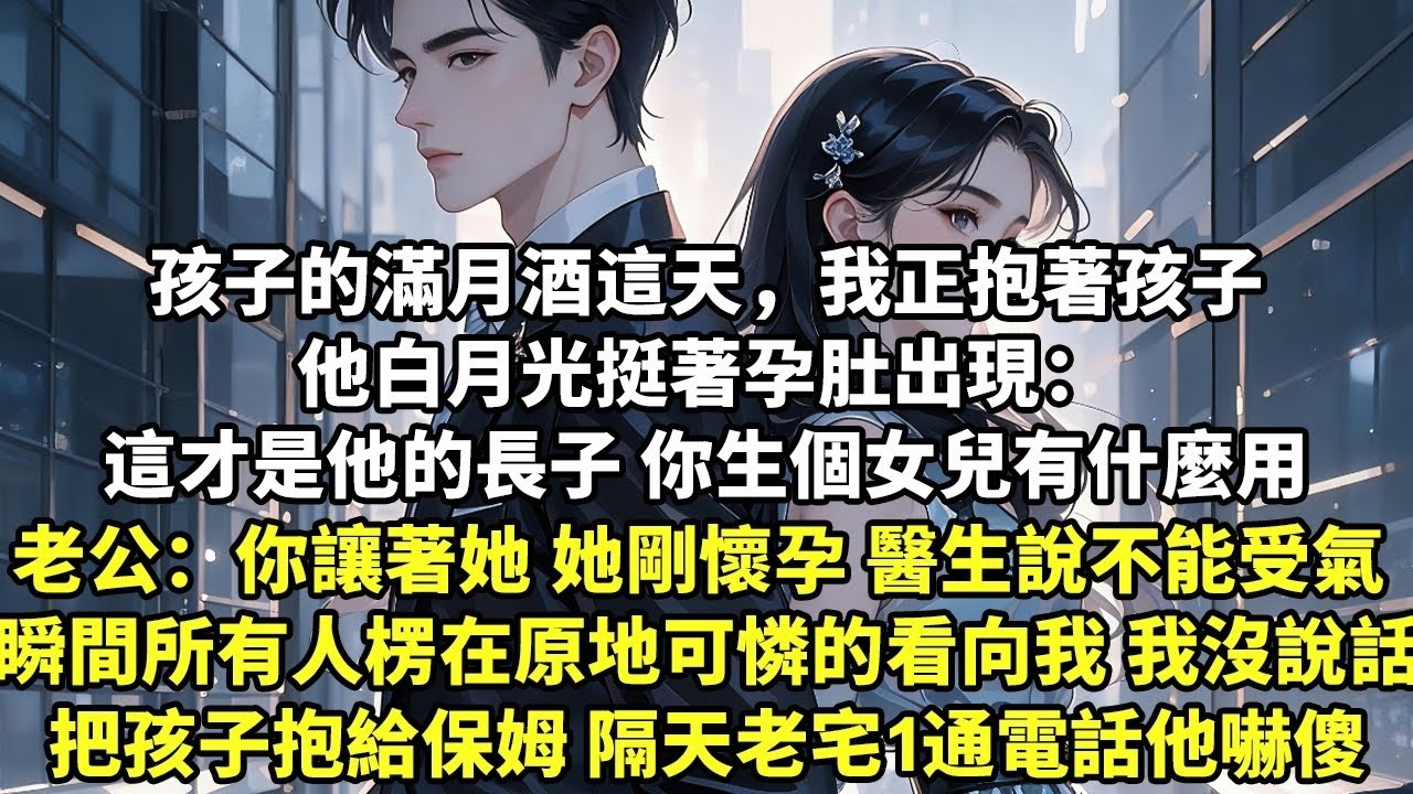 孩子的滿月酒這天，我正抱著孩子 他白月光挺著孕肚出現： 這才是他的長子 你生個女兒有什麼用 老公對著我一句：你讓著她點 她剛懷孕 醫生說不能受氣 瞬間所有人楞在原地可憐的看向我【追妻火葬場】【