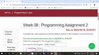 NPTEL#Programming in Java#Quiz Week 8#Week 8 Programming Assignment#2024 July