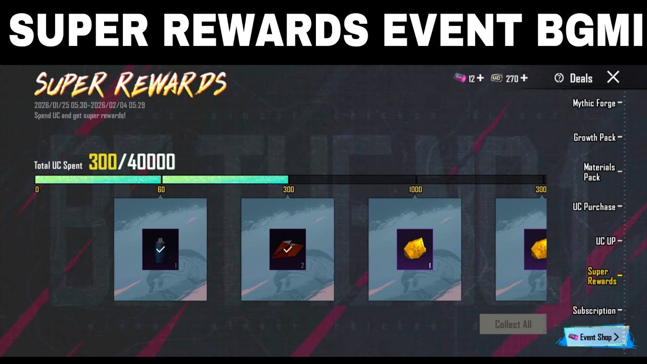 Super rewards bgmi | super rewards Event bgmi | super rewards bgmi 4.2 | Uc spend Event bgmi