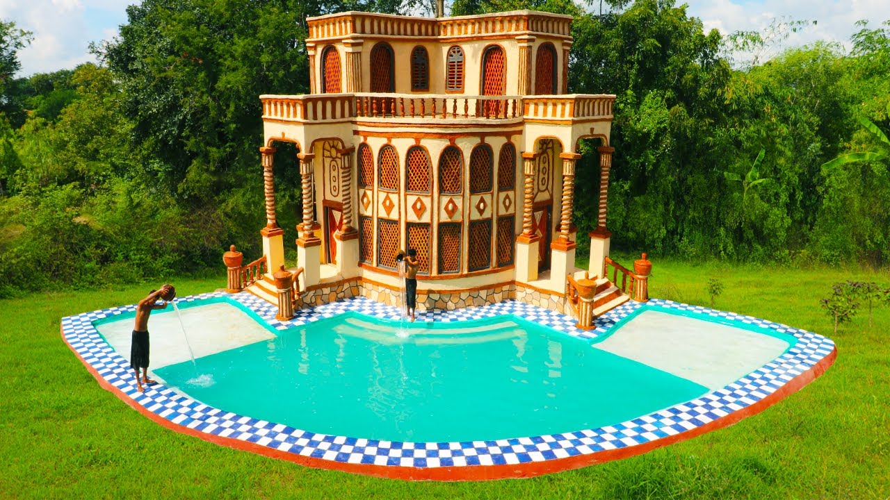 [Full Video] Building Creative Mud Villa House And Swimming Pool For My Entertainment In The Forest