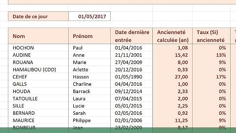 Calculs de primes selon ancienneté avec Excel
