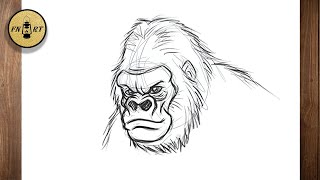 How to draw a gorilla face easy step by step for beginners
