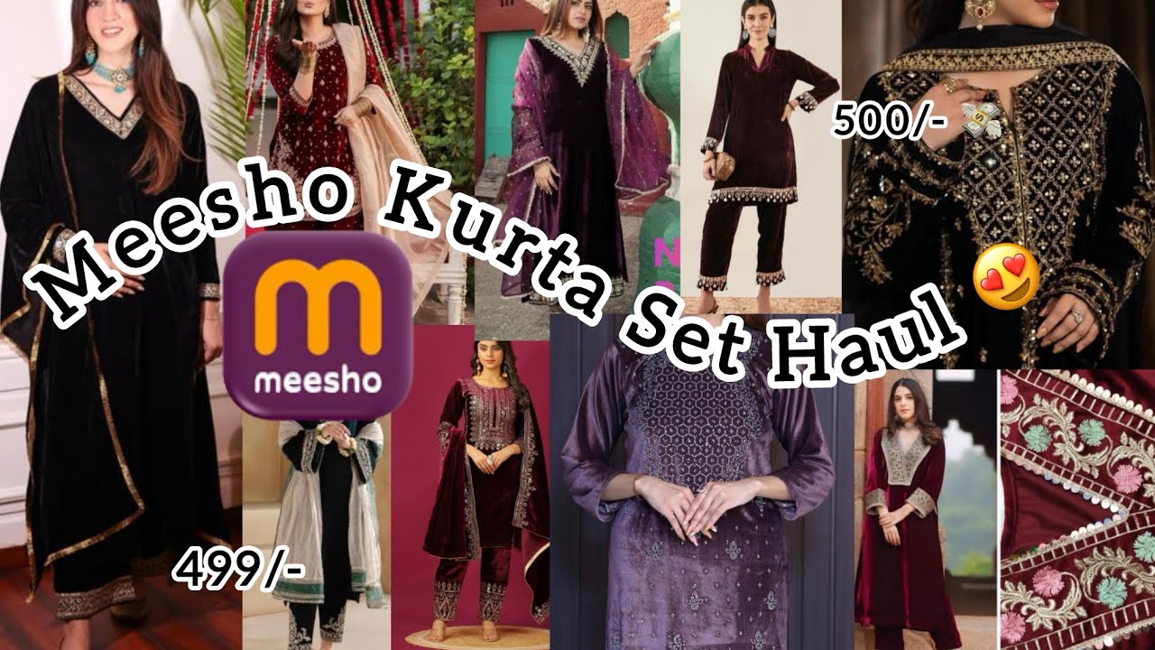 Meesho Velvet Kurta Set Haul Under Rs 800/- 😍 Meesho Winter Haul 😍Cheapest Kurta Haul💸❗️Must Watch❗️