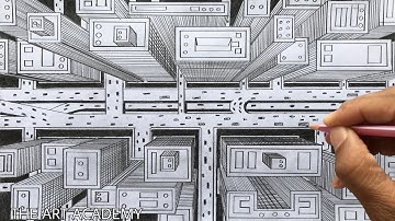 How to Draw a City using 1-Point Perspective : A Bird’s Eye View of City