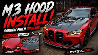INSTALLNG CARBON FIBER HOOD ON MY M3!