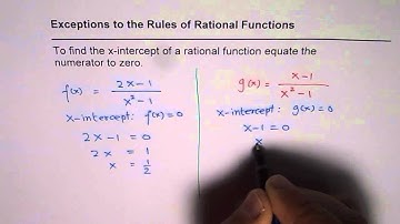 In Rational Functions Equate Numerator to Zero to Find X Intercept