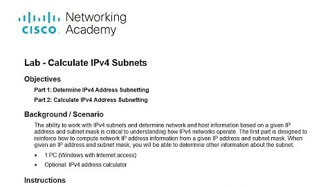 CISCO LAB - Calculate IPv4 Subnets