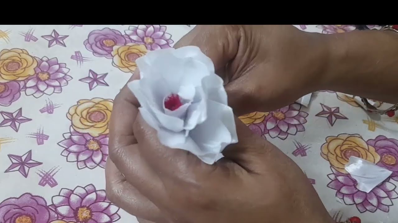 Sataion ribbon rose flower making #decorpice #fabric flower #clothflower #treandingvideo #short 