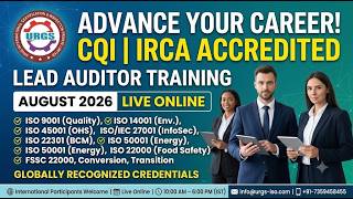 Advance Your Career with CQI | IRCA Accredited Lead Auditor Training | August 2026