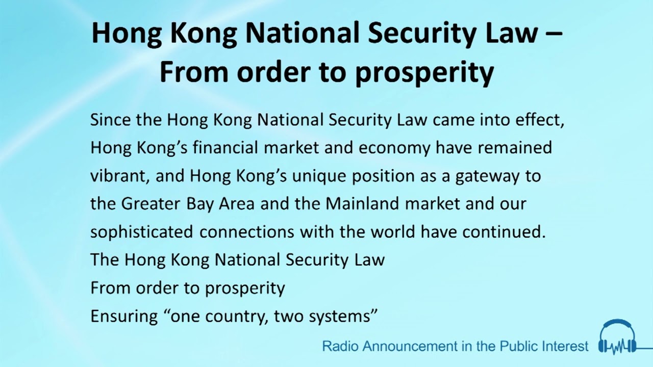 Hong Kong National Security Law – From order to prosperity