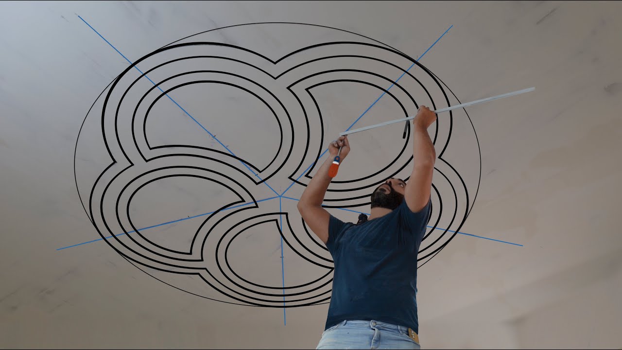 رسم 5 دوائر جبس بورد على شكل وردة - YouTube