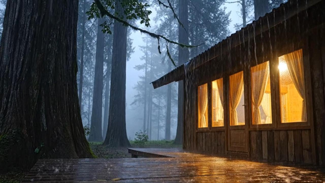 Cozy Forest Cabin in the Rain 🌧 | Rain Ambience for Sleep, Peaceful ...