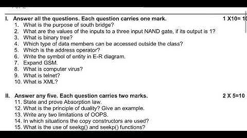 2nd puc  computer Science mock exam question paper 2019