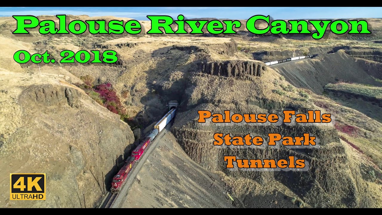 Scenic Palouse River Canyon (4K) | Railroading Marvel | CP Train Through Tunnels | Oct. 2018