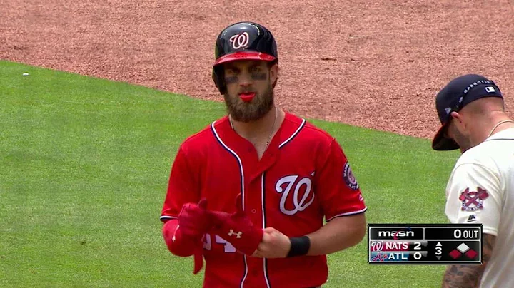 WSH@ATL: Harper lines an RBI single to center field