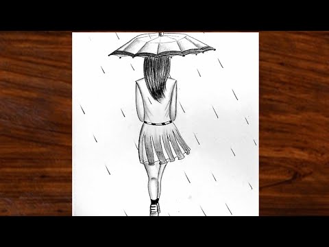 Premium Photo | Drawing girl rain